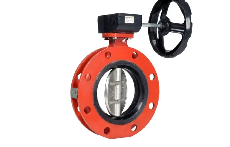 RUBBER LINED BUTTERFLY VALVE DOUBLE FLANGE TYPE