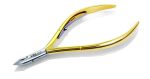 A close-up of Tweezerman Cuticle Clippers trimming cuticles, showcasing their precision and ergonomic design