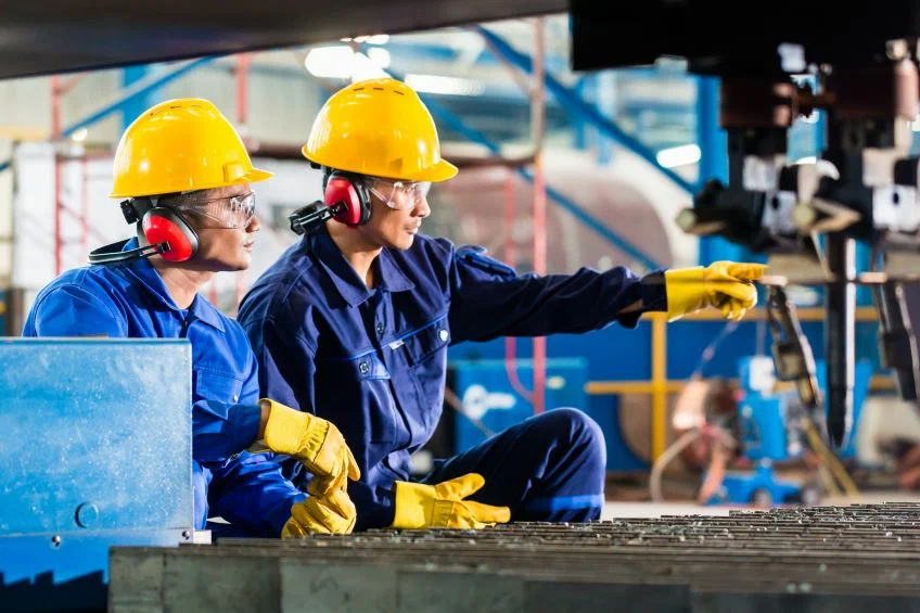 Workers working on construction site