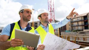 workers working on construction site.