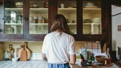 A beautiful girl maintaining the kitchen equipment