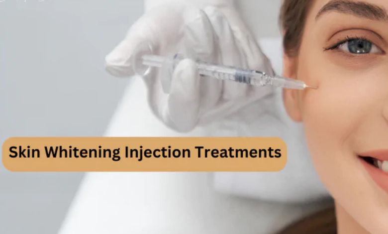 whitening injection of the face of the beautiful lady injected