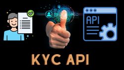 A digital KYC API system verifying user identity through biometric authentication and document checks.