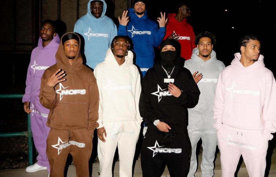 group of men wearing nofs tracksuits