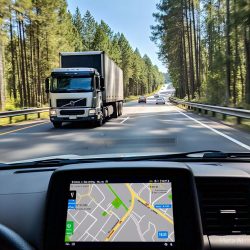 truck on highway with dispatch app