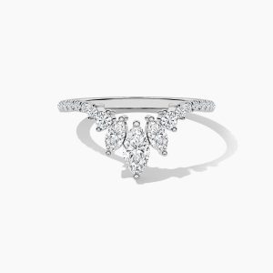 Marquise and Round Diamond Curved Ring (1)