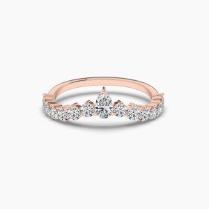 Pear and Round Shape Curved Moissanite Wedding Band