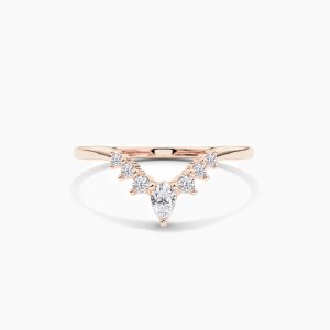 Rose Gold Pear and Round Moissanite Wedding Ring
