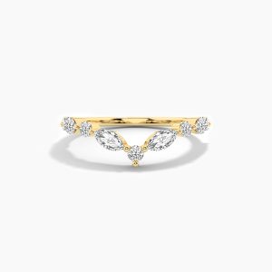Round and Marquise Diamond Curved Ring