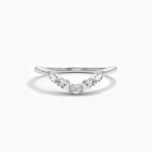 Round and Marquise Diamond Curved Wedding Ring