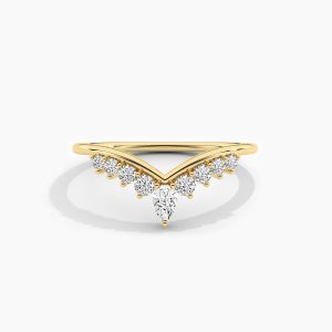 Round and Pear Diamond Curved Wedding Band
