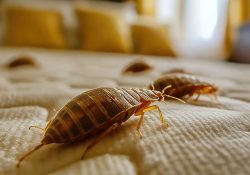 Close-up of bedbug infestation on mattress seam in Ayrshire home