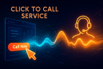 Futuristic illustration of a "Call Now" button being clicked, sending a glowing digital wave to a headset-wearing customer service icon. Ask ChatGPT
