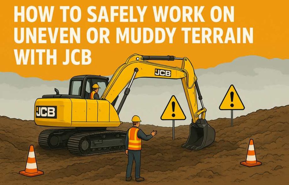How to safely work on uneven or muddy terrain with JCB